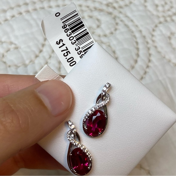 -Sterling silver ruby earrings - Picture 5 of 6